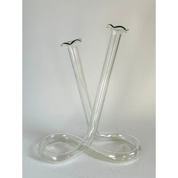 Vintage Hand Blown Delicate Infinity Bud Vase with Scalloped Edges - Picture 1 of 4
